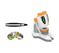 KIXZSAZ 4 pièces/Ensemble Monde avec Jumelles pour Enfants Microscope et loupe Ensemble Jumelles. Microscope monoculaire, Miroir d'observation