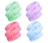 KIXZSAZ 8 Pièces Poignet Washband En Peluche Élastique Lavage Visage Bracelets Hôtel Sport Bandeau Lavage Serviette Bande De Cheveux pour Femmes Hommes