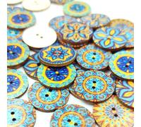 KIXZSAZ Accessoires de couture et loisirs créatifs : 100 boutons colorés en bois à 2 trous. Idéal pour tous vos projets créatifs et embellissements. Parfait pour le
