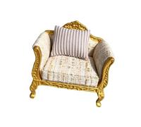 KIXZSAZ Accessoires pour Maison de poupée : canapé Miniature, Articles en Bois pour collectionneurs de Maisons poupées, canapé Moderne à l'échelle 1/12, mobilier , Or , Simple