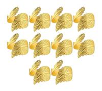 KIXZSAZ Anneau de Tissu de Fermoir Feuille en métal Serviette Ouverte dorée, décoration Table 10 pièces