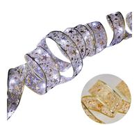 KIXZSAZ avec nœuds en ruban, chaud et charmant, pour une pièce telle qu'un nœud creux, permet à la lumière de pénétrer pendant noël, Or, lumière blanche