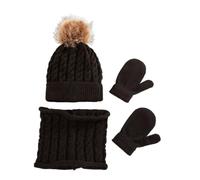 KIXZSAZ Bonnet Chapeau écharpe Ensemble écharpe épaisse * pour Pom Pom Bobble Chapeau Fausse Fourrure Torsion Impression Laine Accessoires Ensembles Filles garçons Enfant en Bas âge