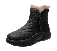KIXZSAZ Bottes mi-mollet chaudes d'hiver pour femmes avec tige imperméable pour la randonnée et rester actif les jours froids, chaussures de Camping pour femmes, Noir, 36 mètres