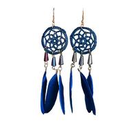 KIXZSAZ Boucles d'oreilles bohèmes pendentifs glands boucles d'oreilles pendantes 1 paire belles avec attrape-rêves Design mode Vintage, Bleu