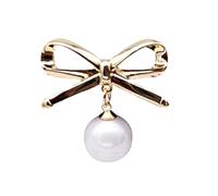 KIXZSAZ Bowknot perle broche mode Imitation émail épinglette Anti-vidé vêtements accessoire strass ornements broches, Or-S222A
