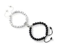 KIXZSAZ Bracelet de perles en forme de cœur à boucle magnétique, à la mode, utilisant une connexion corde haute élasticité, cadeau Couple, tapez+2