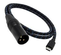 KIXZSAZ Câble USB-C vers XLR haut de gamme offrant des performances exceptionnelles grâce à son âme en cuivre pur et son design élégant avec rayures bleues. Câble OFC vers, 50 cm