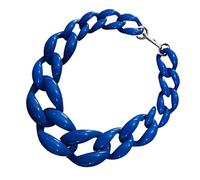KIXZSAZ Chaîne à maillons en acrylique épais de Style Vintage pour femmes, collier de déclaration, bijoux faits à la main, Boho, chaîne à maillons en acrylique épais, bleu royal