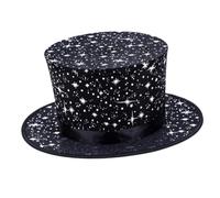 KIXZSAZ Chapeau de Magicien Pliable à Motif de Carte, Accessoire scène pour Enfants, Tours Magie et déguisements. Jouet pour Enfants, Étoile, 14 x 33.5 cm