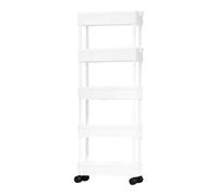 KIXZSAZ Chariot de Rangement Universel à Roues, pour Salle de Bains, Chambre à Coucher et Cuisine, ABS, Rangement 3/4/5 Niveaux, Salon n'occupant Aucun Espace, Blanc, 5 Couches, 20 cm