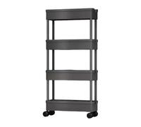 KIXZSAZ Chariot de Rangement Universel à Roues, pour Salle de Bains, Chambre à Coucher et Cuisine, ABS, Rangement 3/4/5 Niveaux, Salon n'occupant Aucun Espace, Noir, 4 Couches, 15 cm