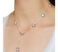 KIXZSAZ Collier avec pendentif en chaîne en argent, pièce de déclaration, se démarque par son Style, collier de perles baroques naturelles d'eau douce, minimaliste, gris, 50 cm