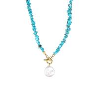 KIXZSAZ Collier en pierre irrégulière de Style Vintage, beaux cadeaux uniques, pierre concassée et perles naturelles, collier en gravats irréguliers, Turquoise