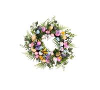 KIXZSAZ Couronne de Pâques Artificielle ornée d'œufs, Un décor Ravissant enveloppé de Magnifiques Fleurs et Feuilles Vertes, pour Une Ambiance printanière Ravissante. Couronne Pâques pour Porte