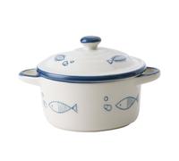 KIXZSAZ Ensemble de bols en céramique sûrs, faciles à nettoyer, fabrication soignée, bols de cuisson à soufflé en céramique, bol avec couvercle sûr, Poisson bulle