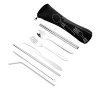 KIXZSAZ Ensemble de couverts anti-dérapant en acier inoxydable Kit de vaisselle déjeuner réutilisable fourchette extérieure cuillère baguettes ustensile voyage, Le noir