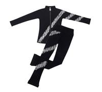 KIXZSAZ Ensemble de Patinage Artistique pour Filles avec Fermeture éclair et Strass. Veste et Collants de Compression Haute élasticité, Parfaits pour la
