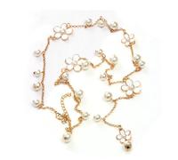 KIXZSAZ Fleur Long Collier Gland Faux Perles Pendentifs Bijoux Style Élégant Chandail Réglable Chaîne Tour De Cou Décoration