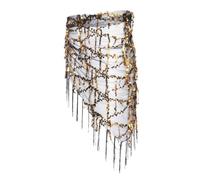 KIXZSAZ Foulard de hanche à paillettes, jupe triangle, chaîne de taille, idéal pour la danse orientale et les spectacles en boîte nuit. Un accessoire séduisant pour danser, Noir + Or