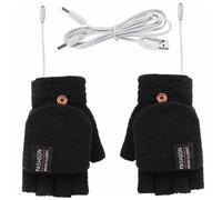 KIXZSAZ Gants Chauffants électriques USB Demi-Doigt Thermique Sports d'intérieur en Plein air Escalade randonnée vélo Course Mitaines chauffantes, Le Noir