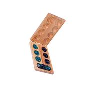 KIXZSAZ Jeu de Mancala Pliable en Bois avec pièces en Verre, idéal pour Les Voyages. Un Jeu de stratégie Amusant et captivant pour Les Enfants. Un Plateau Mancala Classique Bois, Parfait pour