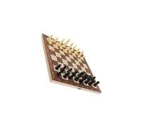 KIXZSAZ Jeu d'échecs Portable, Jeu de Dames et de Backgammon : Trois Jeux en Un pour Adultes et Enfants. Plateau Pliable en Bois, idéal pour Les Voyages et Le Rangement, Brun, S