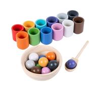 KIXZSAZ Jouet éducatif d'entraînement cérébral pour développer des compétences de résolution de problèmes, Boules Bois dans des Tasses, Jouets en Bois améliore la mémoire
