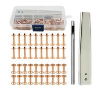 KIXZSAZ Kit de rivets tubulaires pour le travail du cuir avec outil d'installation et boîte de rangement pratique. Accès facile Pour aux rivets 14 mm et 19 mm. à double tête pour le travail du cuir.