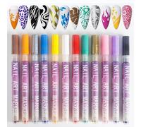 KIXZSAZ Lancez-vous dans l'aventure du nail art avec ce set de 12 stylos à ongles colorés offrant une grande polyvalence grâce à leur vernis 3D séchage et leur peinture acrylique résistante