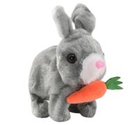 KIXZSAZ Lapin électrique pour aux mouvements réalistes, prêt à Jouer ! Saute et rebondit comme Un Vrai Lapin. Peut Marcher et aboyer, tapez+3