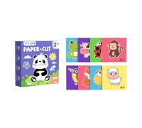 KIXZSAZ Manuel pour Enfants - Kit d'origami tridimensionnel - Exercices de motricité Fine - Découpage de Papier pour la Maternelle , thème Animalier , 14x14cm