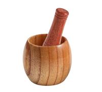 KIXZSAZ Mortier et pilon en bois, indispensables en cuisine pour écraser l'ail et les mélanges d'épices. Ce mortier et pilon ergonomiques bois est facile à utiliser.