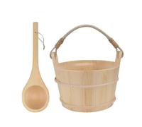 KIXZSAZ Outils de spa Ensemble de seau à eau et louche en bois pour sauna Fait main Facile à transporter Les barils et louches sauna sont faits seau en bois et d'un ensemble salle bain fait main