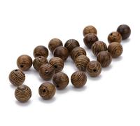 KIXZSAZ Perles en bois naturel à rayures rondes accessoires de bijoux bricolage artisanat perles en vrac avec trou fabrication de collier de mode rétro, Pack 12mm trou 1.5mm, 50 pièces