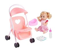 KIXZSAZ Poupée Fille avec Poussette : stimule l'imagination des Tout-Petits et Encourage Le Jeu Actif Tout en prenant Soin de Leurs poupées grâce à Une Poussette Amusante. , Rose