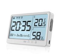 KIXZSAZ Rechargeable LCD thermomètre numérique Bureau intérieur humidité Sensible mètre Bureau Bureau jauge de température Horloge