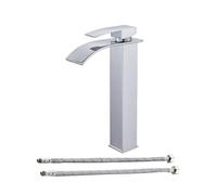 KIXZSAZ Robinet de lavabo de salle bain - Vanité simple en acier inoxydable antirouille sans plomb anti-éclaboussures à poignée lisse, Chromé