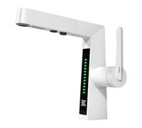 KIXZSAZ Robinet de salle de bain extractible à affichage numérique intelligent, fonction eau chaude et eau froide, robinet salle bain en métal, large plage nettoyage, blanc