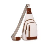 KIXZSAZ Sac de poitrine élégant pour femmes, sac à en tissu PU souple de grande capacité, belle apparence, sangle d'épaule détachable avec boucle, blanc