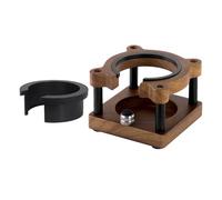 KIXZSAZ Station de tassement élégante en bois pour café, bar cuisine. Support pour porte-filtres réglables, compact et fonctionnel. Outil de tassement inclus, Couleur du journal, carré