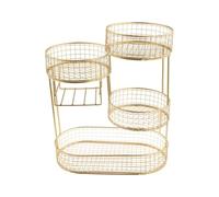 KIXZSAZ Support à légumes et pain pour comptoir de cuisine et panier à fruits avec une grande capacité de charge. Plateau service plusieurs niveaux en fil fer. , Or , 32 x 17 x 38 cm