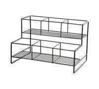 KIXZSAZ Support à sirop de café, étagère de rangement pour condiments, porte-bouteilles sirop, étagère comptoir cuisine à plusieurs niveaux, facile nettoyer, Noir, Grilles double niveau 6