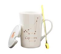 KIXZSAZ Tasse à café multifonctionnelle pour boissons chaudes froides Constellations tasse en céramique tasses en céramique à café élégant, Capricorne blanc