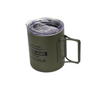 KIXZSAZ Tasse Cam Mug à double paroi isolée sous vide, antirouille et réutilisable de 325 ml (11 oz), couleur kaki, Vert, 7.9 x 9 cm