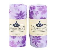 KIXZSAZ Transformez votre peau avec ce set de serviette de douche exfoliante double face et douche. Textures double face différentes. en fibres polyester douces et respirantes, violet