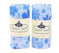 KIXZSAZ Transformez votre peau avec ce set de serviette de douche exfoliante double face et douche. Textures double face différentes. en fibres polyester douces et respirantes, bleu