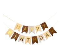 Kiyanest Bannière Anniversaire Caramel & Crème - Guirlande "Happy Birthday" Réutilisable & Élégante avec Lettres en Or, Idéale pour Fêtes Chaleureuses & Élégantes (5M)