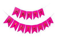 Kiyanest Bannière Anniversaire Rose Fuchsia - Guirlande "Happy Birthday" Élégante & Réutilisable pour Filles, Femmes & Enfants, Idéale pour Décorations Intérieures & Extérieures