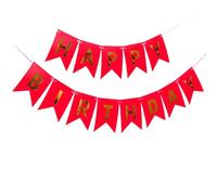 Kiyanest Bannière Anniversaire Rouge - Lettres en Or, Guirlande "Happy Birthday" Réutilisable & Élégante pour Tous Âges, Idéale pour Décorations Intérieures & Extérieures